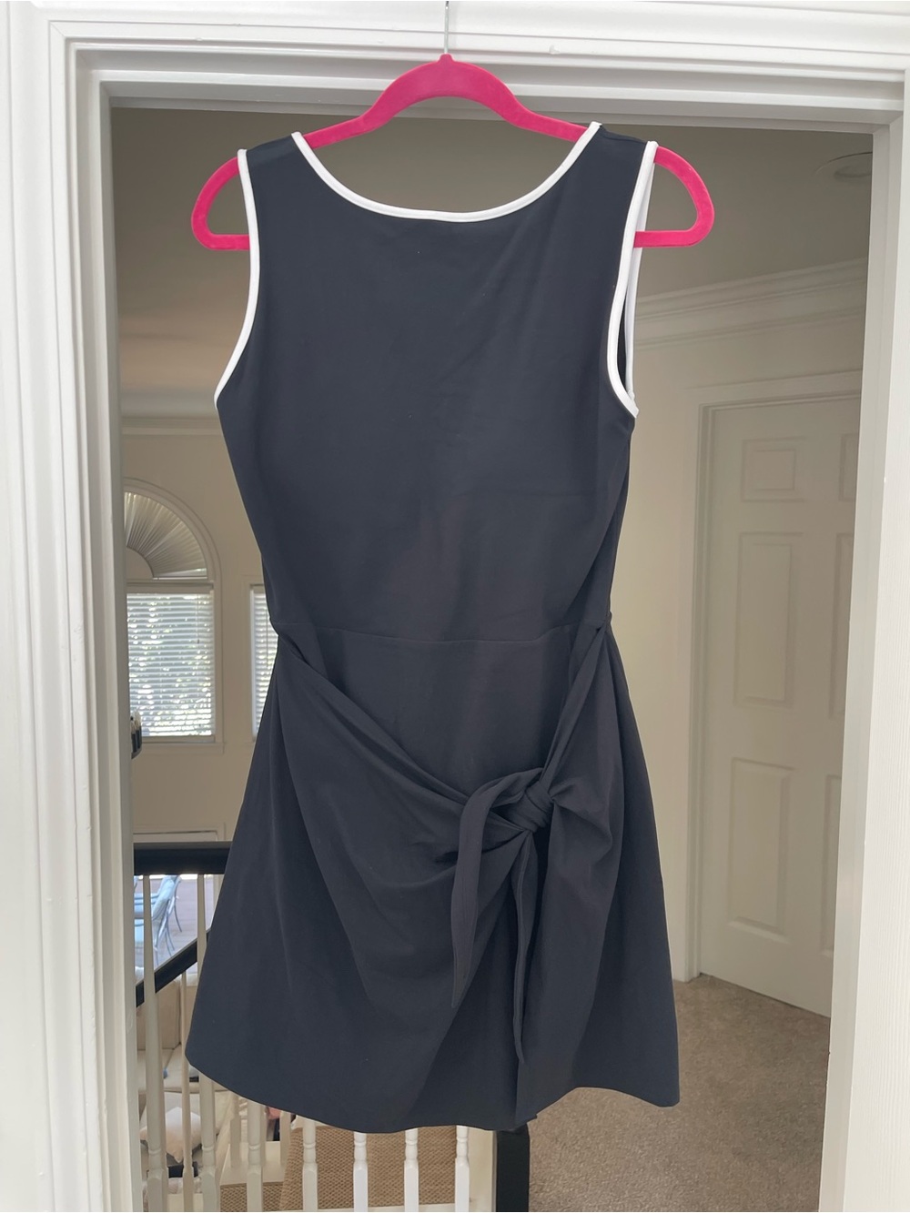 Abercrombie & Fitch YPB Black Athletic Dress with White Trim and tie front